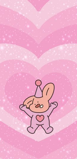 [2436x1125]爱心 粉色 背景 卡通猪 苹果手机动漫壁纸图片