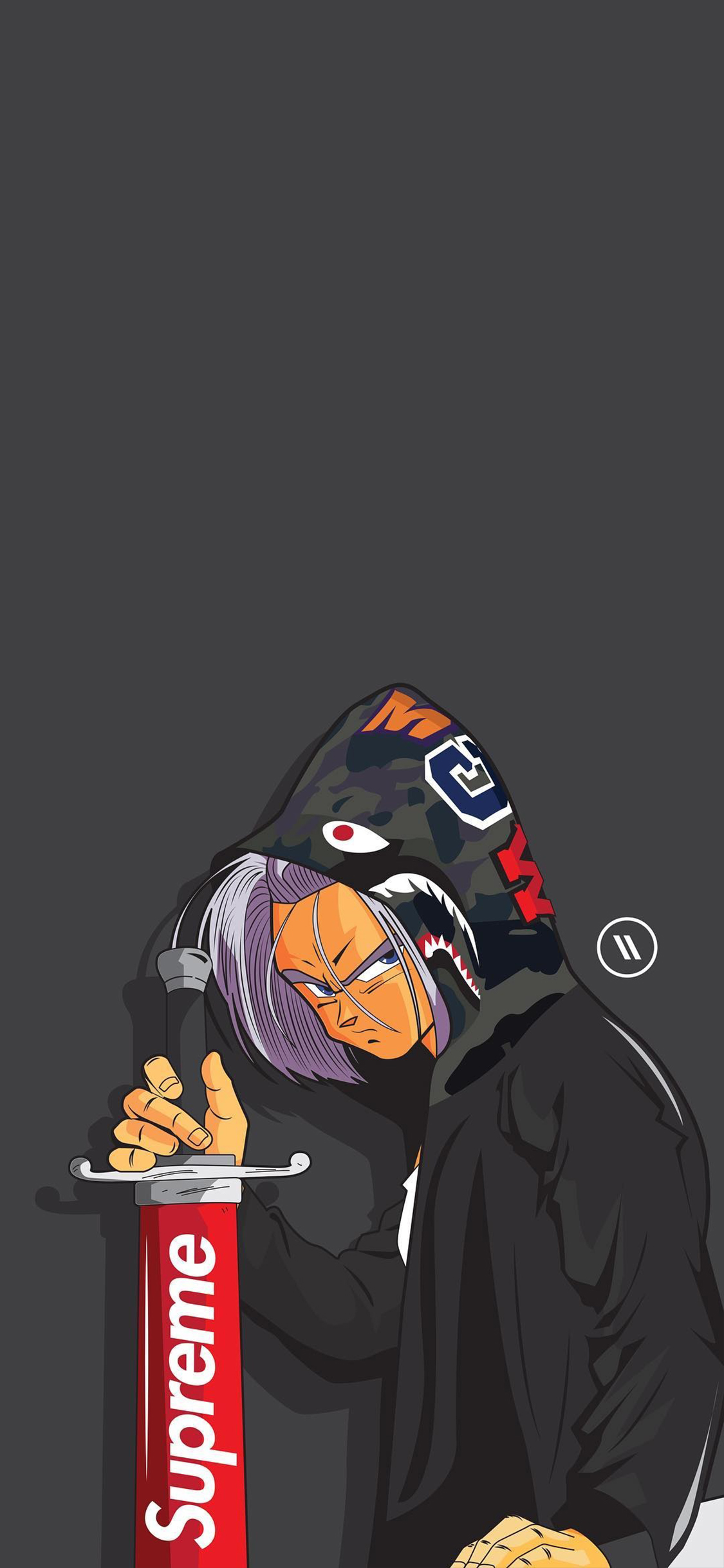 [2436×1125]特兰克斯 龙珠 supreme 潮牌 苹果手机动漫壁纸图片