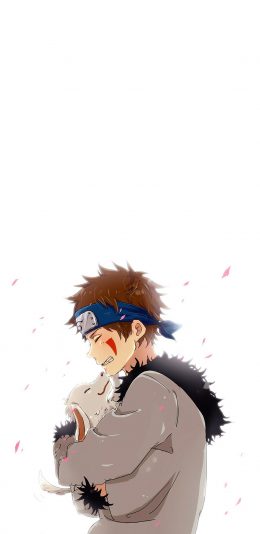 [2436x1125]犬冢牙 火影忍者 手绘 日本 漫画 忍犬赤丸 苹果手机动漫壁纸图片