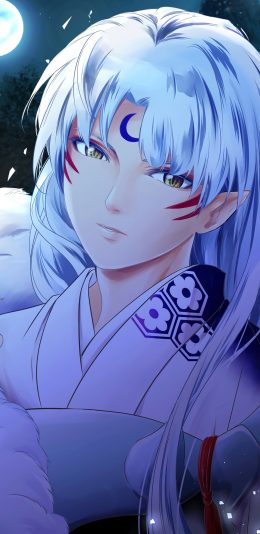 [2436x1125]犬夜叉 杀生丸 日本 漫画 月光 苹果手机动漫壁纸图片