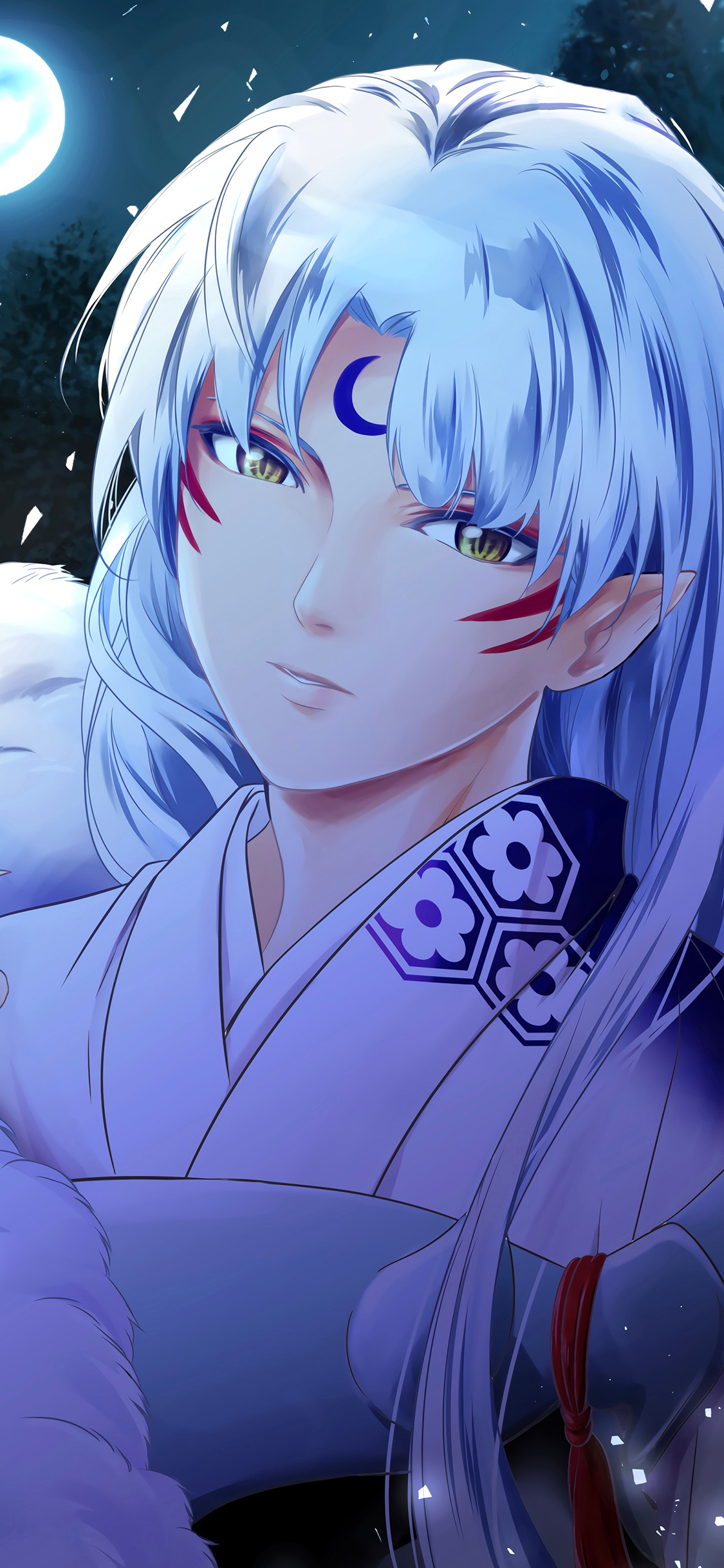 [2436×1125]犬夜叉 杀生丸 日本 漫画 月光 苹果手机动漫壁纸图片