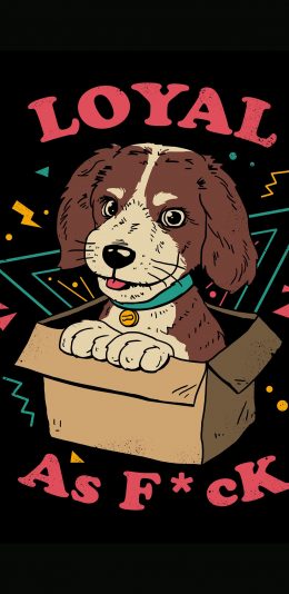 [2436x1125]狗 插画 纸箱 loyal 苹果手机动漫壁纸图片