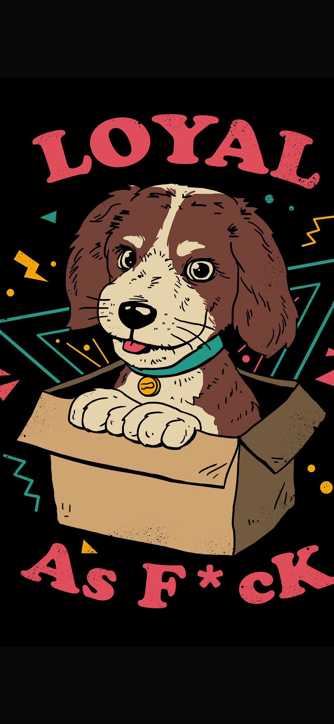 [2436×1125]狗 插画 纸箱 loyal 苹果手机动漫壁纸图片