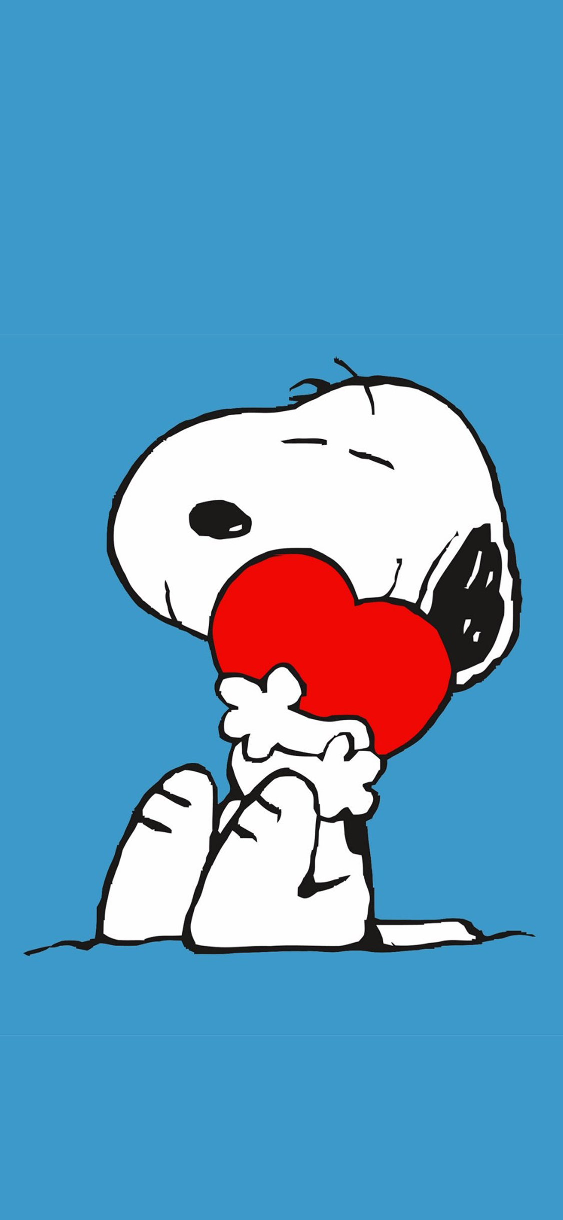 [2436×1125]狗狗 爱心 卡通 蓝色 苹果手机动漫壁纸图片
