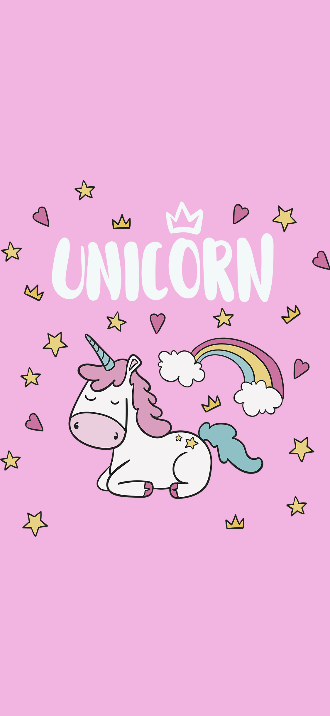 [2436×1125]独角兽 粉色 卡通 彩虹 苹果手机动漫壁纸图片