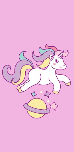 [2436x1125]独角兽 粉色 卡通 星星 少女 苹果手机动漫壁纸图片