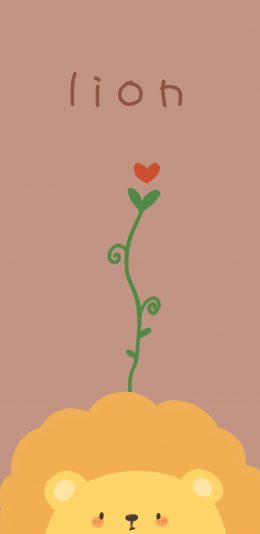 [2436x1125]狮子 lion 爱心 可爱 苹果手机动漫壁纸图片