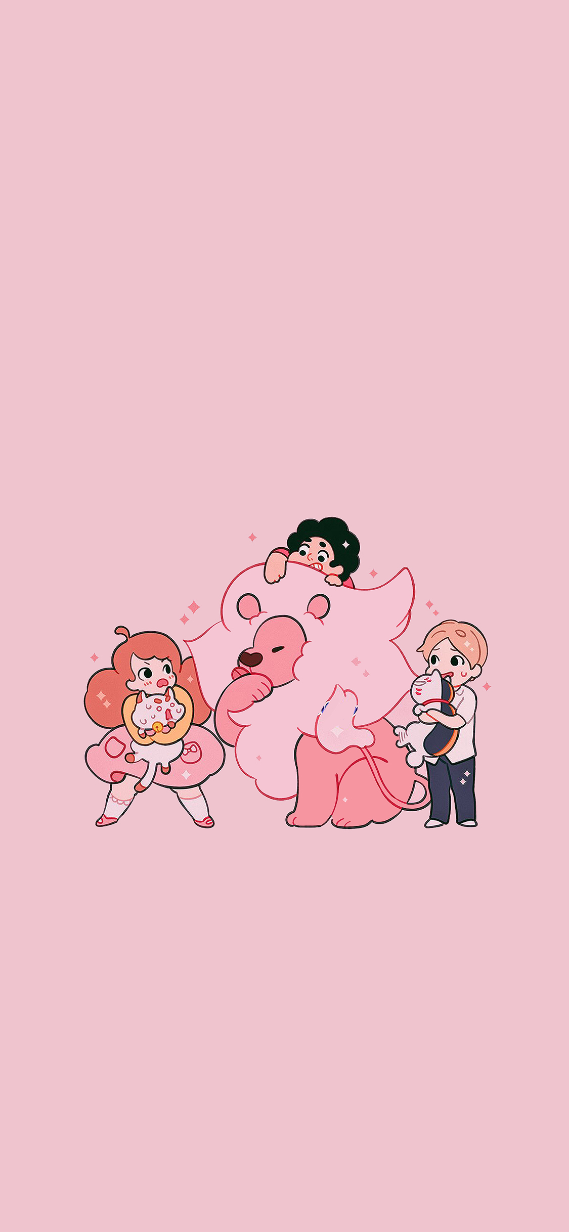 [2436×1125]狮子 夏目 粉 绘画 苹果手机动漫壁纸图片