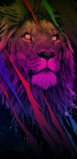 [2436x1125]狮子 插图 色彩 炫酷 苹果手机动漫壁纸图片