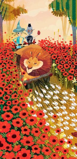 [2436x1125]狮子插画 小白兔 机器人 卡通女孩 苹果手机动漫壁纸图片