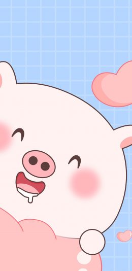 [2436x1125]猪 可爱 卡通 爱心 苹果手机动漫壁纸图片