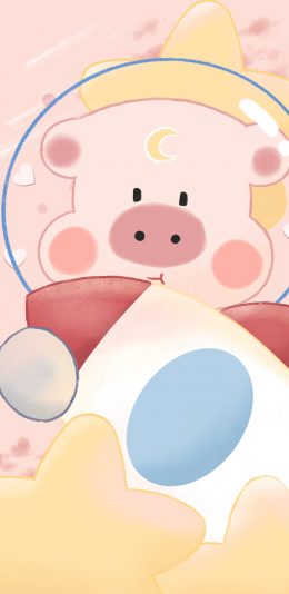 [2436x1125]猪 可爱 卡通 趣味 苹果手机动漫壁纸图片