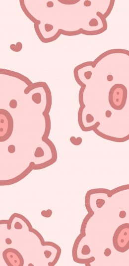 [2436x1125]猪 爱心 粉色 可爱 苹果手机动漫壁纸图片