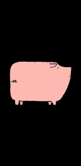 [2436x1125]猪 粉 趣味 黑 苹果手机动漫壁纸图片