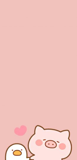 [2436x1125]猪 粉红 爱心 简笔画 苹果手机动漫壁纸图片