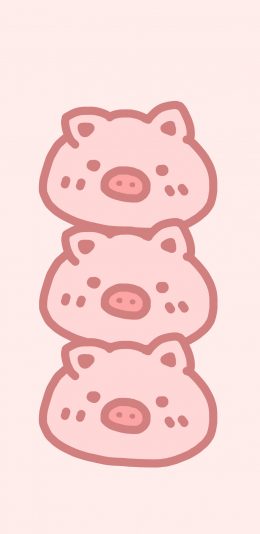 [2436x1125]猪 粉色 可爱 排列 苹果手机动漫壁纸图片