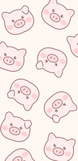 [2436x1125]猪 粉色 平铺 卡通 苹果手机动漫壁纸图片