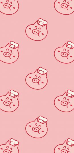 [2436x1125]猪头 平铺 粉色 可爱 苹果手机动漫壁纸图片