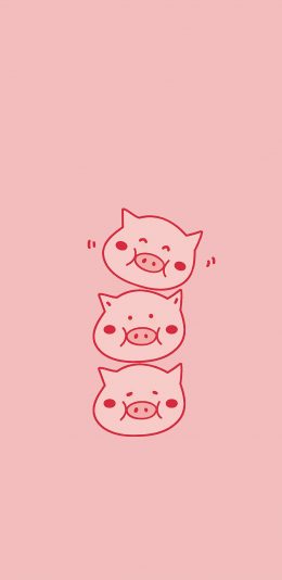 [2436x1125]猪头 粉色 可爱 简笔画 苹果手机动漫壁纸图片