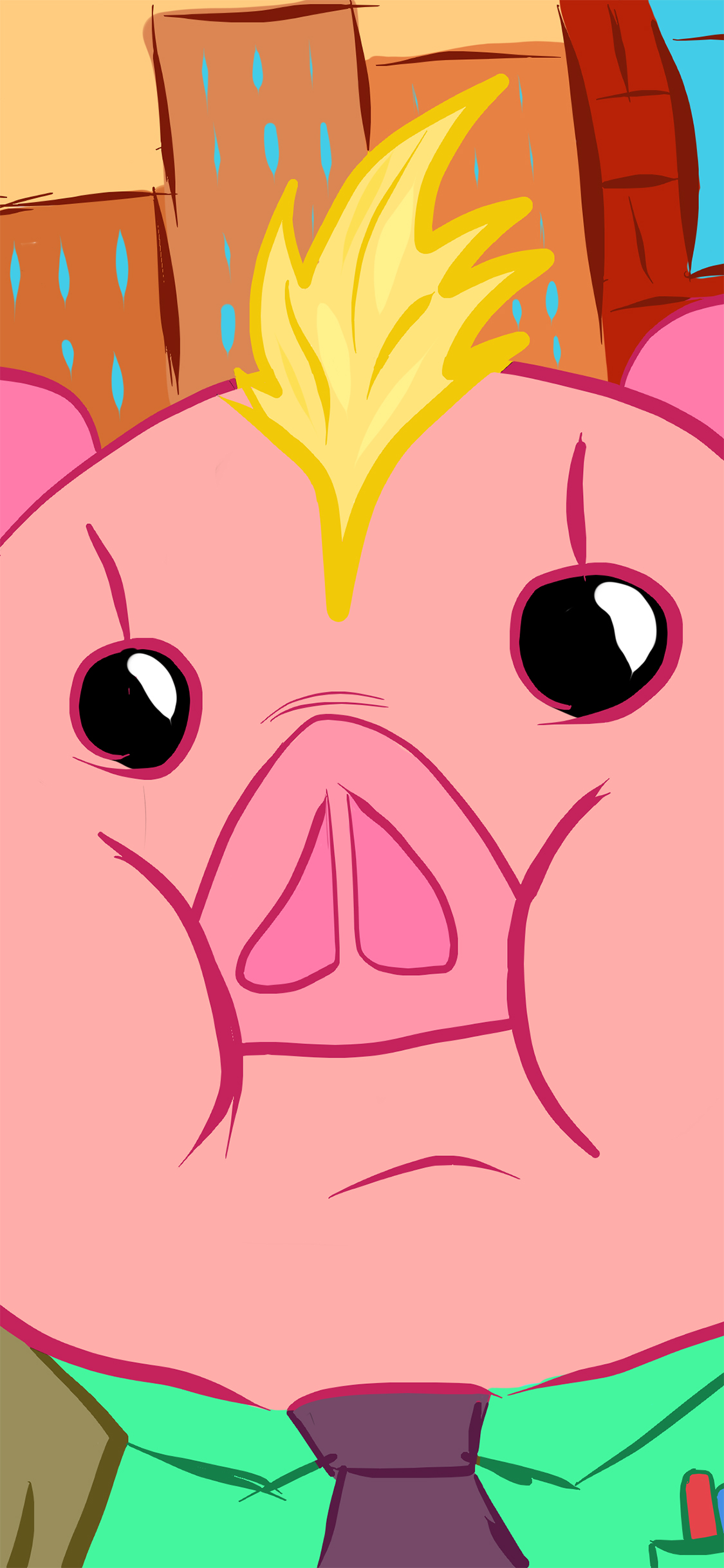 [2436×1125]猪头 趣味 卡通 金毛 苹果手机动漫壁纸图片