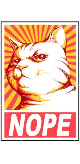 [2436x1125]猫 nope 创意 拟人 苹果手机动漫壁纸图片