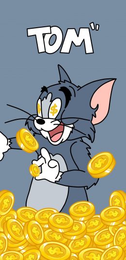 [2436x1125]猫和老水 金币 Tom 汤姆 苹果手机动漫壁纸图片