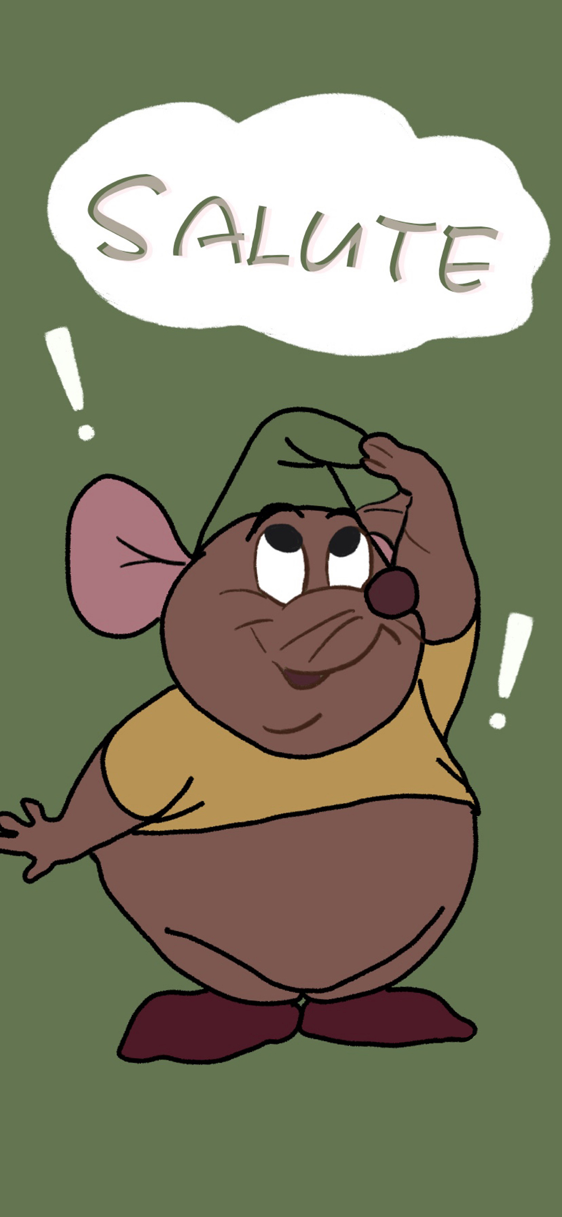 [2436×1125]猫和老鼠 小老鼠 SALUTE 保佑你 苹果手机动漫壁纸图片