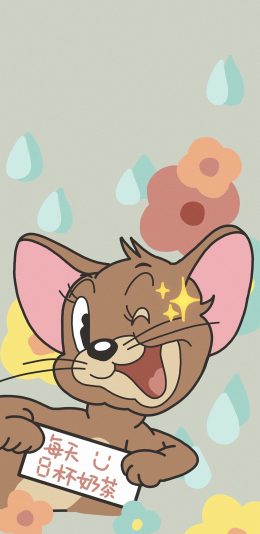 [2436x1125]猫和老鼠 杰瑞鼠 Jerry 奶茶 苹果手机动漫壁纸图片