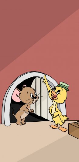 [2436x1125]猫和老鼠 杰瑞鼠 鸭子 动画 苹果手机动漫壁纸图片