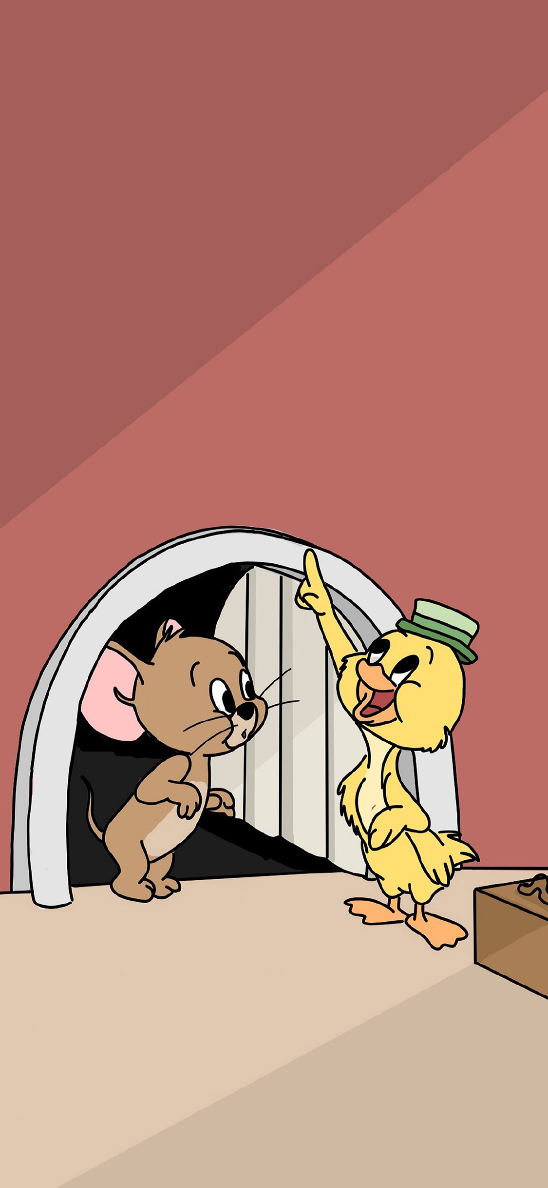 [2436×1125]猫和老鼠 杰瑞鼠 鸭子 动画 苹果手机动漫壁纸图片