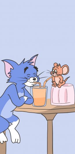 [2436x1125]猫和老鼠 果汁 动画 杰克 汤姆 苹果手机动漫壁纸图片