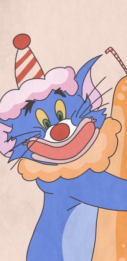 [2436x1125]猫和老鼠 汤姆猫 Tom 小丑 苹果手机动漫壁纸图片