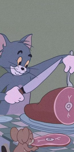 [2436x1125]猫和老鼠 汤姆猫 杰瑞 动画 火腿 苹果手机动漫壁纸图片