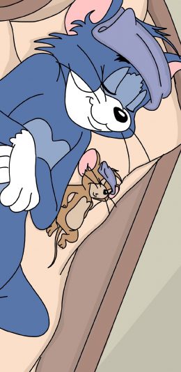 [2436x1125]猫和老鼠 汤姆猫 杰瑞鼠 动画 睡觉 苹果手机动漫壁纸图片