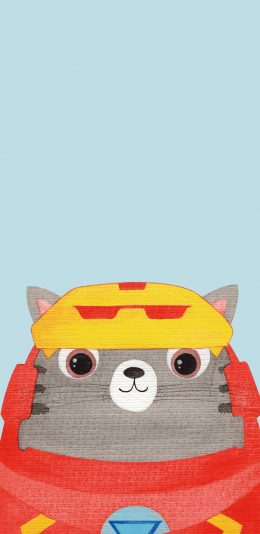 [2436x1125]猫咪 cos 漫威 钢铁侠 苹果手机动漫壁纸图片