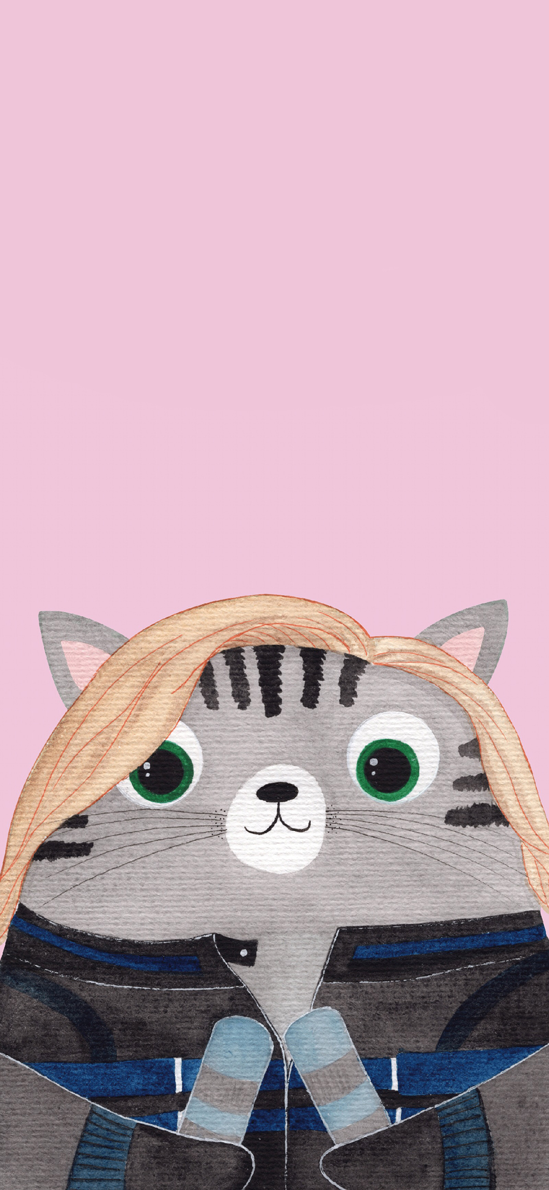 [2436×1125]猫咪 cos 黑寡妇 漫威英雄 苹果手机动漫壁纸图片