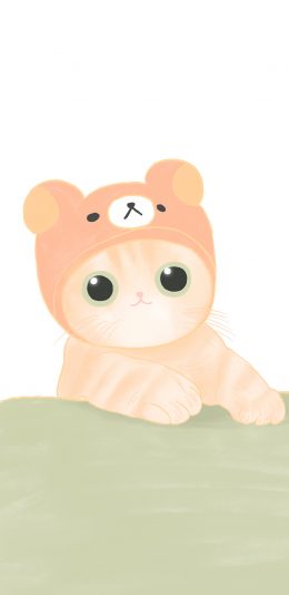 [2436x1125]猫咪 卡通 可爱 帽子 苹果手机动漫壁纸图片