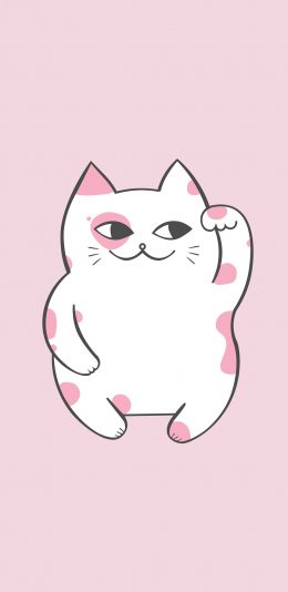[2436x1125]猫咪 绘画 粉 简笔画 苹果手机动漫壁纸图片