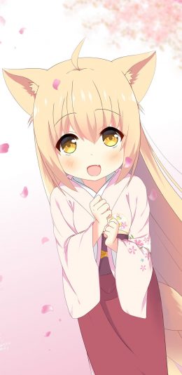 [2436x1125]猫女 可爱 粉色 漫画 二次元 少女 苹果手机动漫壁纸图片