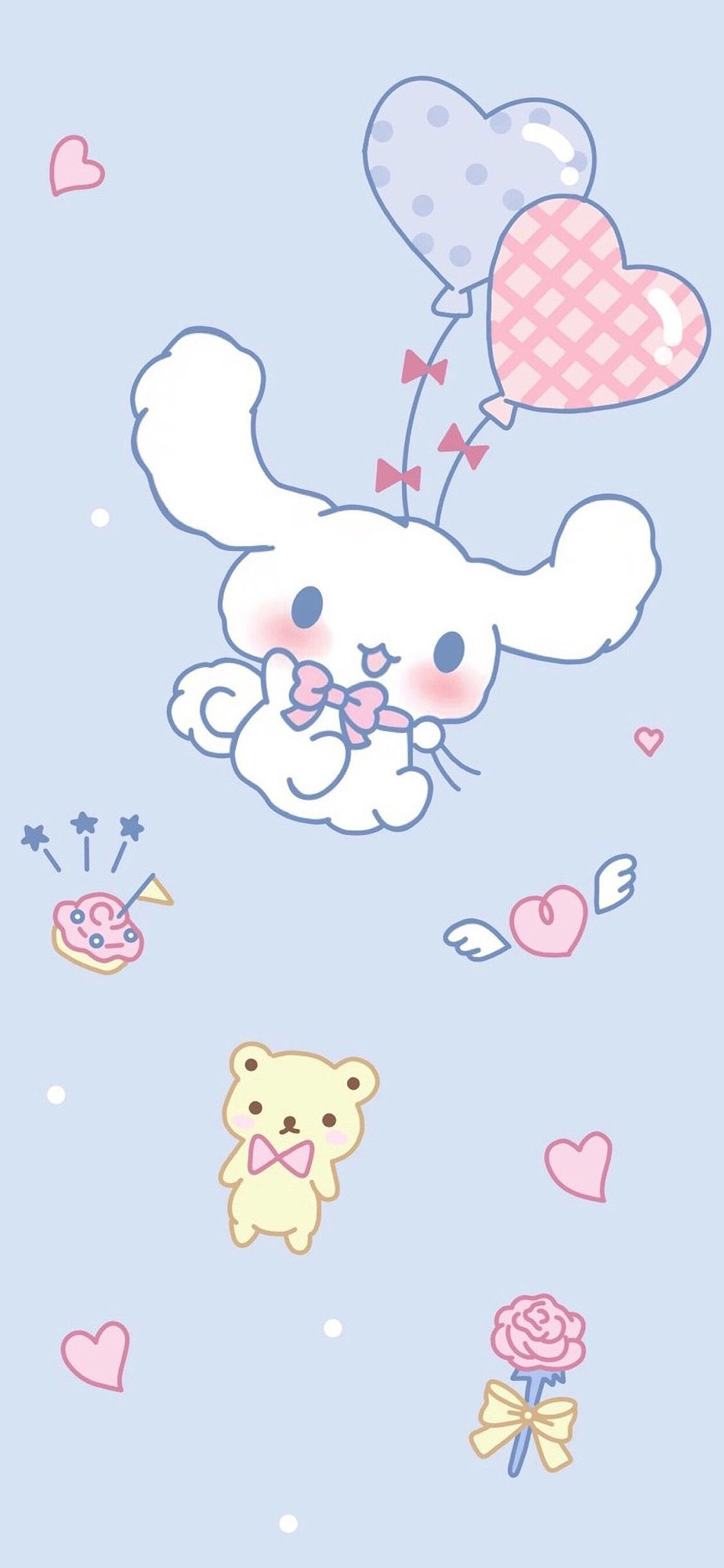 [2436×1125]玉桂狗 可爱 蓝  绘画 爱心 苹果手机动漫壁纸图片