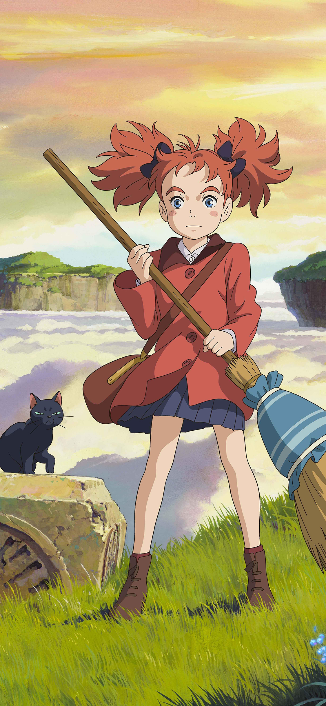 [2436×1125]玛丽与魔女之花 日本 动画 漫画 电影 扫把 苹果手机动漫壁纸图片