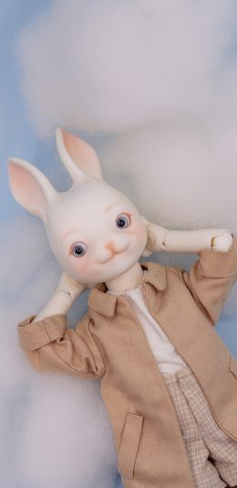 [2436x1125]玩具 摆件 兔子 棉花 创意 苹果手机动漫壁纸图片