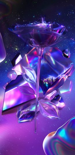 [2436x1125]玫瑰 梦幻 镭射 彩光 苹果手机动漫壁纸图片