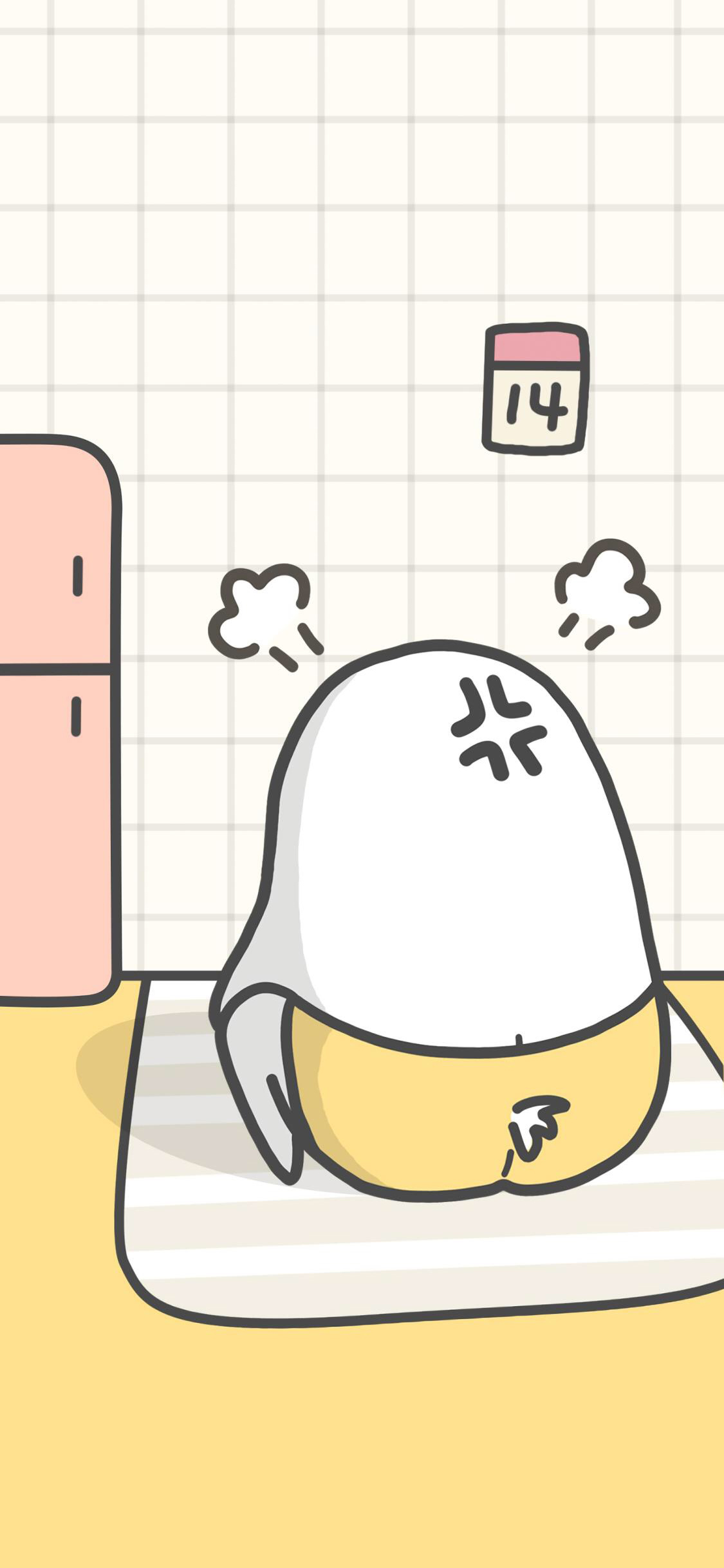 [2436×1125]生气 小刘鸭 卡通 背影 苹果手机动漫壁纸图片