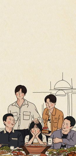 [2436x1125]电视剧 以家人之名 插图 李尖尖 凌霄 全家福 苹果手机动漫壁纸图片