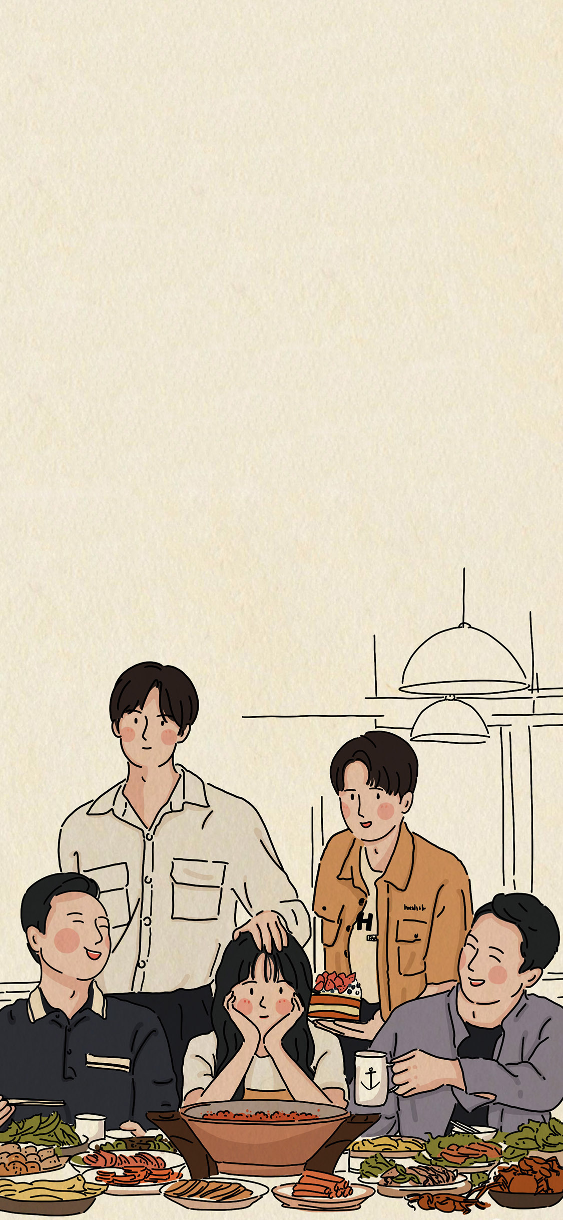 [2436×1125]电视剧 以家人之名 插图 李尖尖 凌霄 全家福 苹果手机动漫壁纸图片