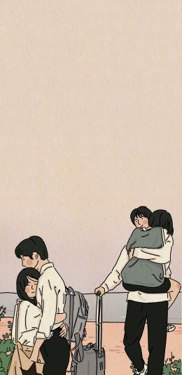 [2436x1125]电视剧 以家人之名 插图 李尖尖 凌霄 拥抱 苹果手机动漫壁纸图片