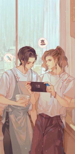 [2436x1125]男子 二次元 严冬 游戏机 厨房 漫画 苹果手机动漫壁纸图片