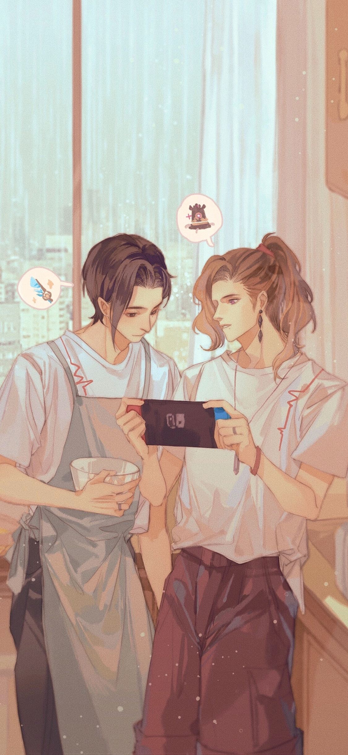 [2436×1125]男子 二次元 严冬 游戏机 厨房 漫画 苹果手机动漫壁纸图片