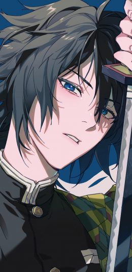 [2436x1125]男子 二次元 剑 恶鬼减杀 @鸭鸭困告 苹果手机动漫壁纸图片